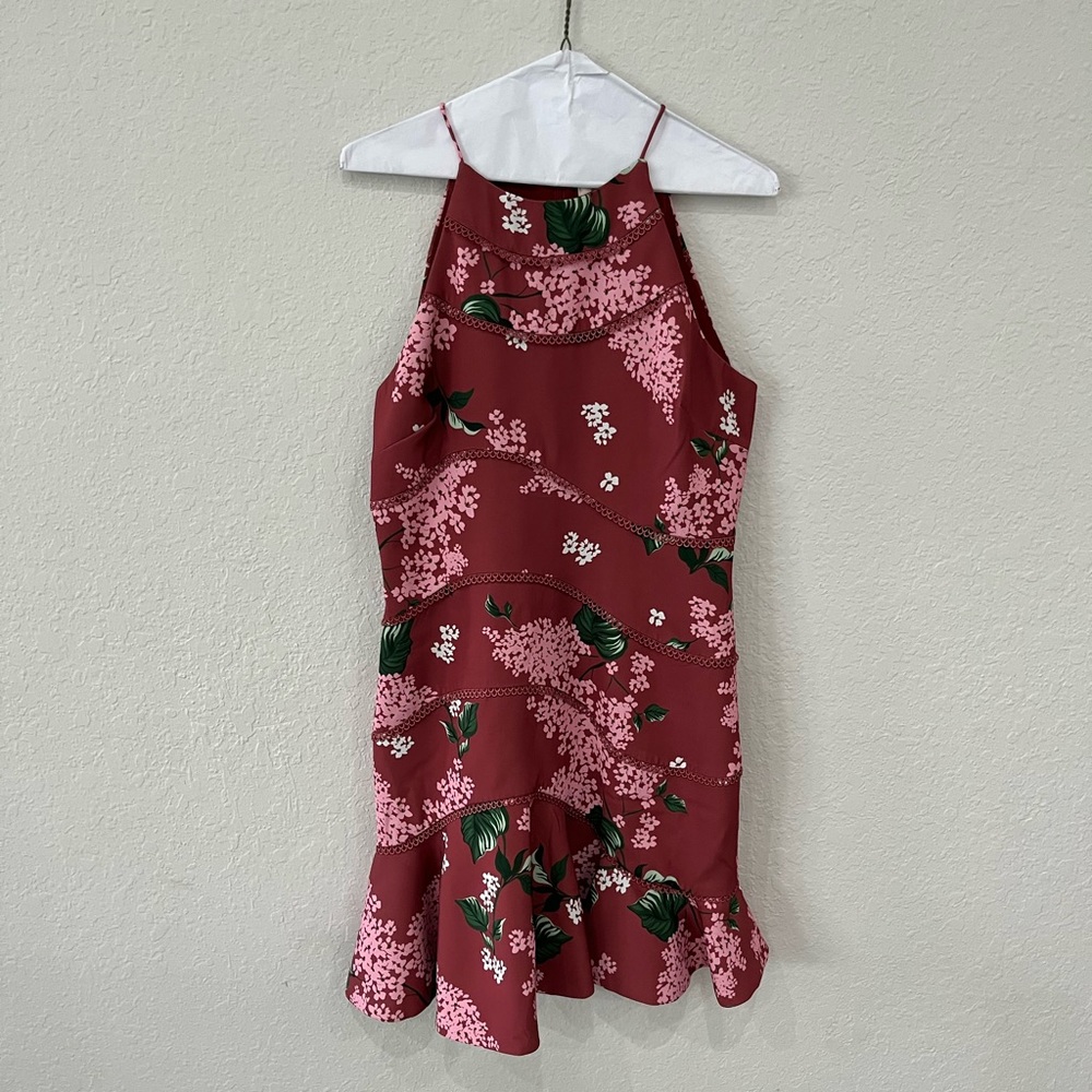 NWT Lulu’s Keepsake Deep Red Flower dress